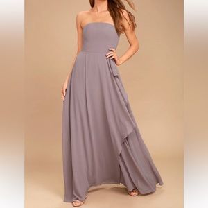 Lulus Kiss Taupe Strapless Maxi Dress